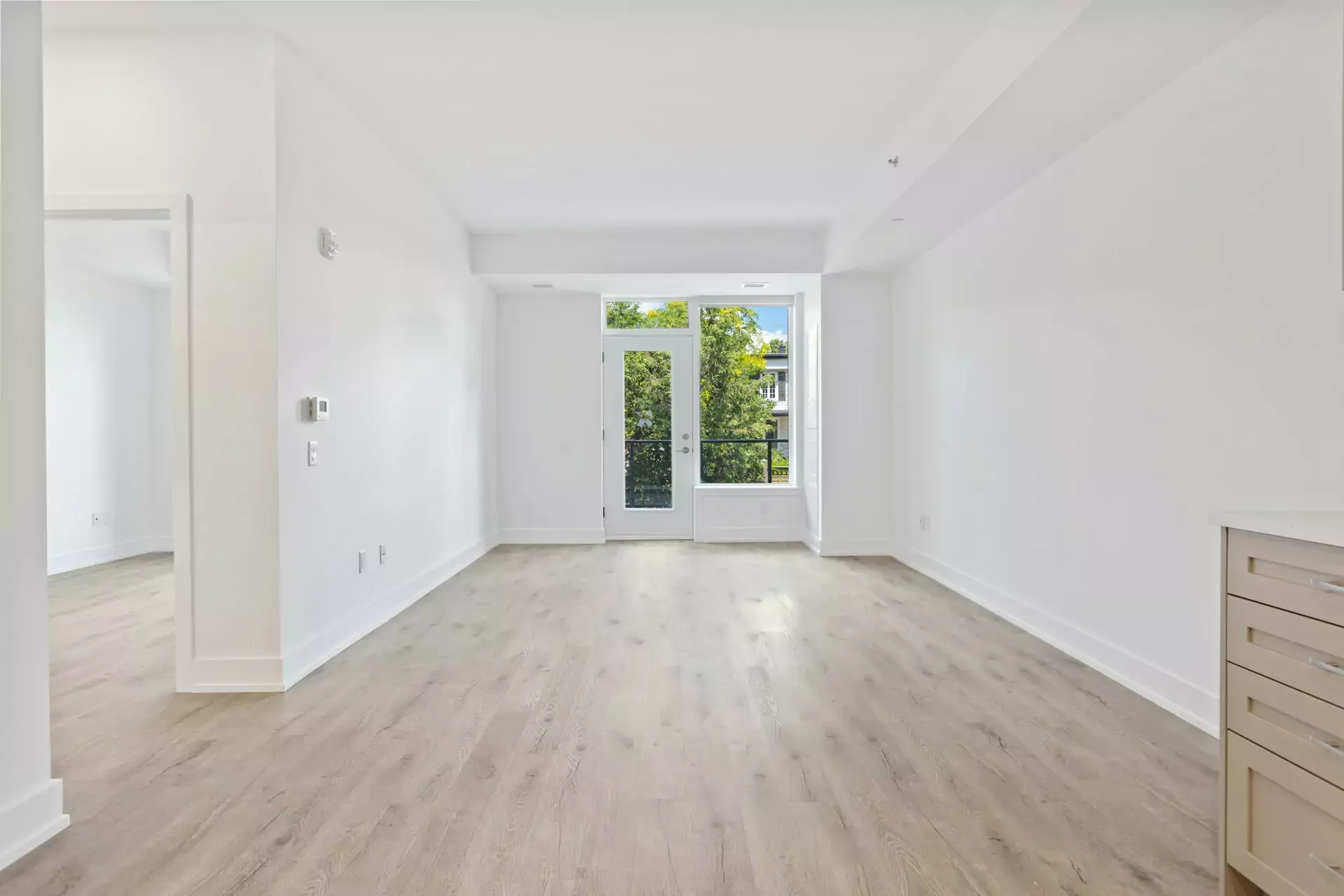 Renovated apartment interior with hardwood floors in El Monte